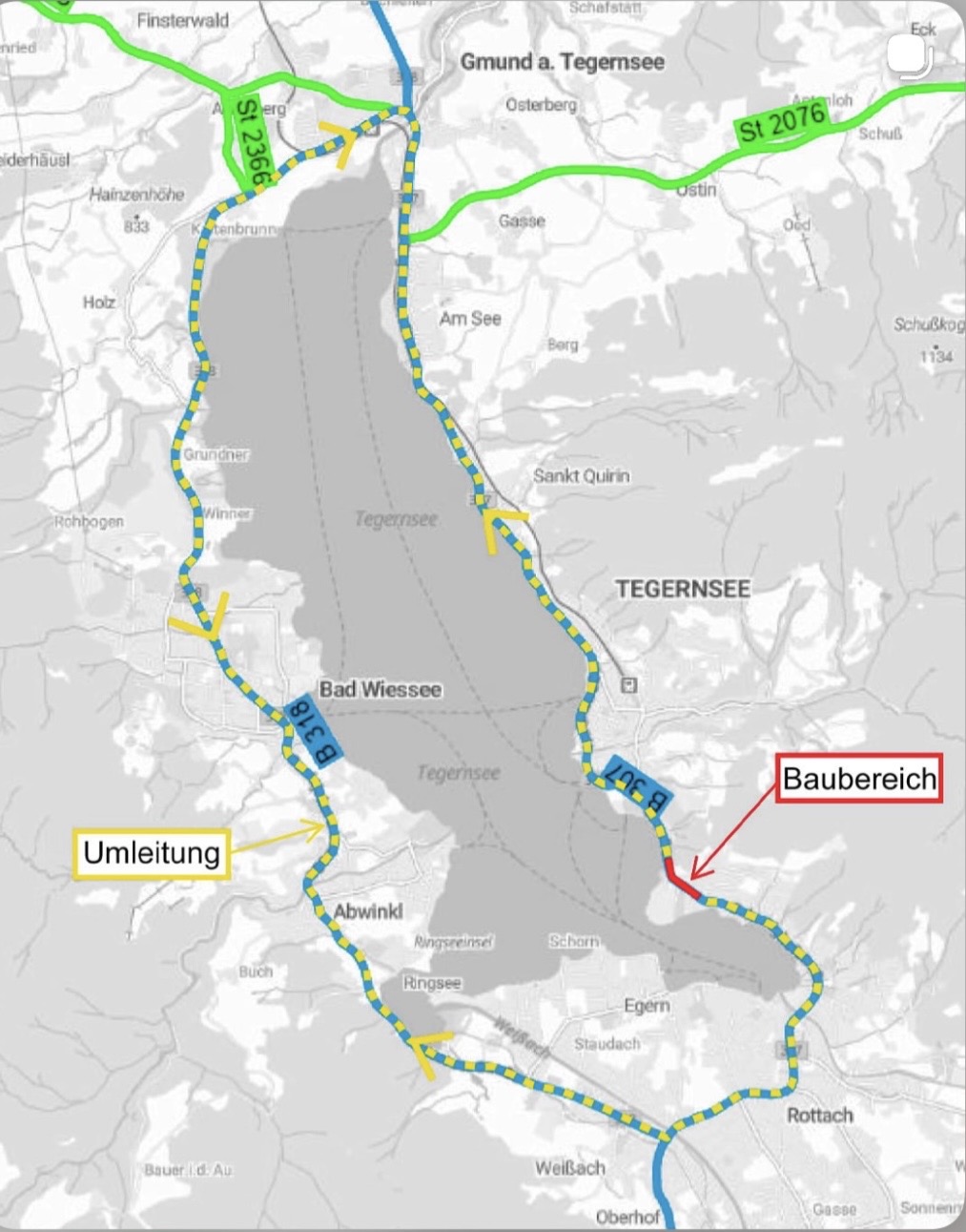 Umleitung Tegernsee 2026