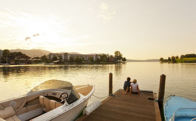 Rottach Egern Sonnenuntergang Am Steg Alpenregiontegernseeschliersee